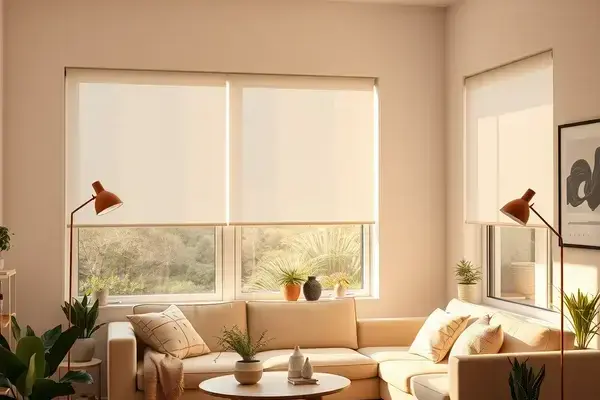 Residential blinds installation in living room